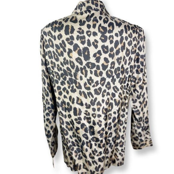 Vintage 100% Silk Oversized Leopard Print Oversized Womens Shirt/Blouse - Picture 5 of 6